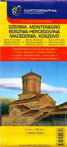 Szerbia, Montenegró, Bosznia-Hercegovina, Macedónia, Koszovó autótérkép - 1:800 000 Outlet
