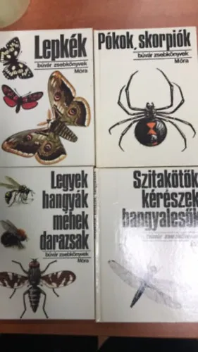 Alacsony ár 4 db Búvár zsebkönyvek,Legyek,hangyák+Pókok,Skorpiók+Szitakötők,Kérészek+Lepkék