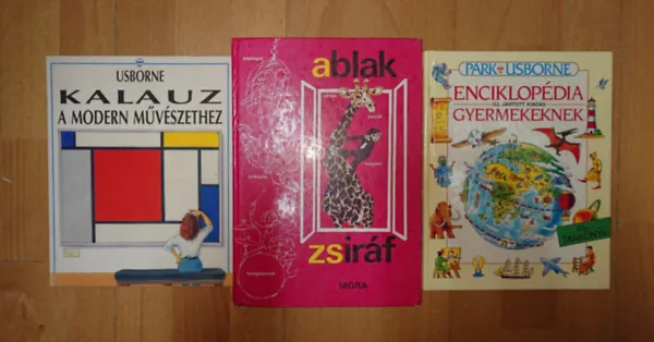 Kihagyhatatlan ajánlat 3 könyv kíváncsi gyerekeknek: Ablak-Zsiráf, Usborne Enciklopédia gyermekeknek, Usborne kalauz a modern művészetekhez