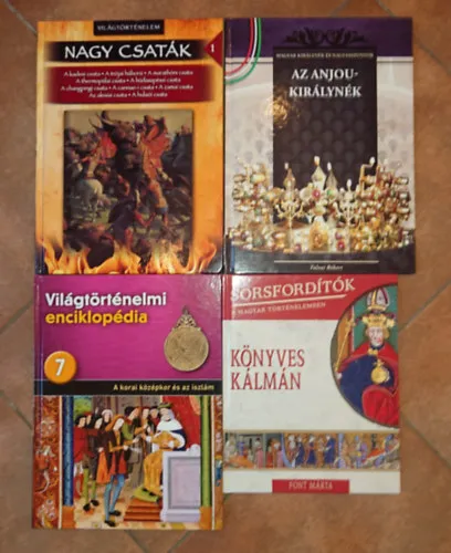 Árengedmény 4 színes könyv történelem iránt érdeklődő gyerekeknek: Könyves Kálmán, Az Anjou-királynék, A korai középkor és az iszlám, Nagy csaták