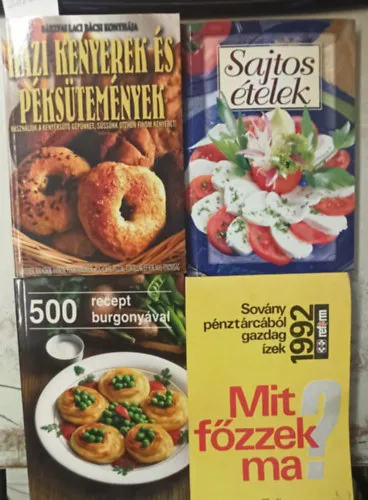 Rendeld meg most 4 db Szakácskönyv: Házi kenyerek és péksütemények +Sajtos ételek +500 recept burgonyával +Mit főzzek ma?