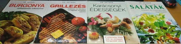 4 db szakácskönyv: Burgonya változatosan elkészítve + Grillezés + Karácsonyi édességek + Saláták frissen és ropogósan Utolsó esély